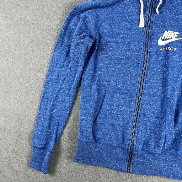 Nike Hoodie Womens Extra Small Blue NSW Gym Vintage Full Zip Sweatshirt - Picture 4 of 9
